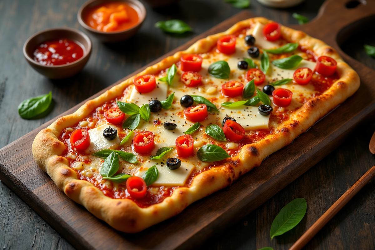 Delicious Asian-inspired Detroit-Style pizza